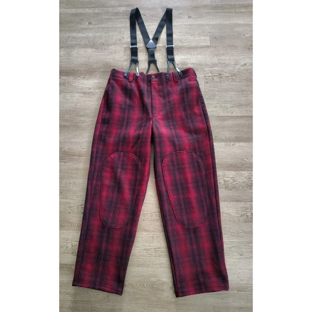 Vintage Woolrich Men's 36x32 Buffalo Plaid Wool Hunting Pants Double Knee/Seat